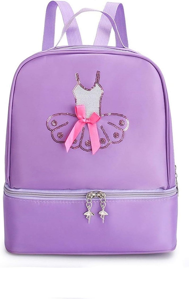 SEHXIM Ballet Dance Backpack with Separate Shoe Compartment,Tutu Dress Dance Bag, Ballet Bags for Girl,Gymnastics Latin Dance Yoga Tap Dance Jazz Storage Bag (Purple) - Image 1